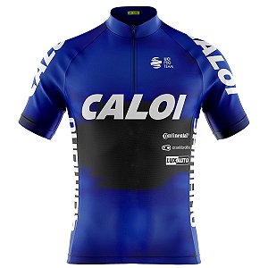 Camisa Ciclismo Masculina Caloi Azul Com Bolsos Uv 50+