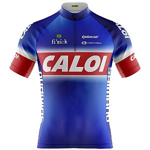 Camisa Ciclismo Masculina Caloi Azul Com Bolsos Uv 50+