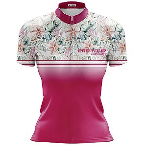 CAMISA CICLISMO MOUNTAIN BIKE FEMININA MANGA CURTA PRO TOUR FLOWERS UV 50+