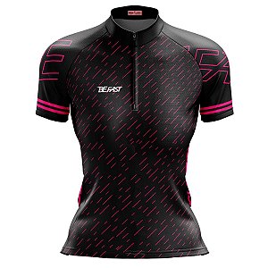 Camisa Ciclismo Mountain Bike Feminina Giz Rosa Dry Fit Proteção UV+50