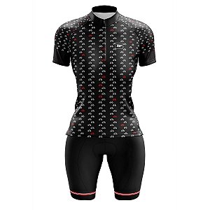 Conjunto Ciclismo Feminino Bermuda e Camisa Bicicletinhas Forro em Espuma