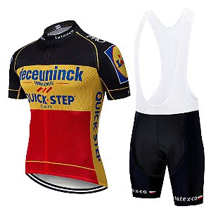 Conjunto Ciclismo Bretelle e Camisa Quick Step Forro em Gel