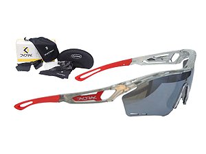 Óculos Ciclismo Mountain Bike Dvorak Cristal/Vermelho 3 Lentes