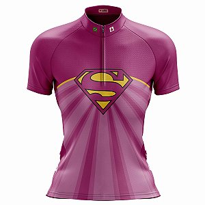 Camisa Ciclismo Mountain Bike Feminina Super Girl Dry Fit Proteção UV+50