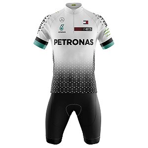 Conjunto Ciclismo Mountain Bike Bermuda e Camisa Petronas Forro em espuma