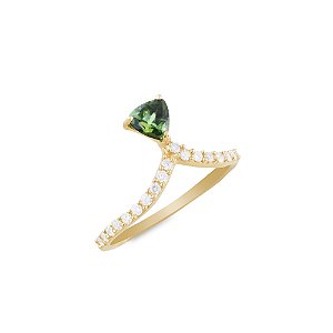 Turmalina verde com 21 diamantes