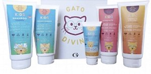 BIOZENTHI - Gato Divino Kids Infantil Kit Shampoo Condicionador Sabonete Hidratante Filtro Solar - Natural Vegano Sem Glúten