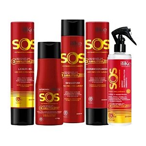 ILIKE PROFESSIONAL - SOS Antiemborrachamento KIT Shampoo Condicionador Leave-in Máscara e Spray Reconstrutor - Vegano