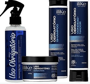 ILIKE PROFESSIONAL - USO OBRIGATÓRIO KIT Shampoo Condicionador Máscara Spray Reconstrutor - Vegano
