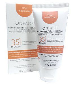 BIOZENTHI - ONFACE Filtro Solar Fps 35 Uva-Pf 31.6 de 60g - Hipoalergênico Natural Vegano Sem Glúten