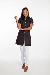 Jaleco Feminino Manga Curta Preto França