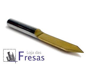 Fresa v-carving 1 corte reto (Flat) 3,175mm (1/8") - Metal duro c/TiN