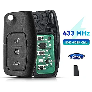 Chave Canivete Ford Focus /New Fiesta/Ecoesport 3 Botões Completa