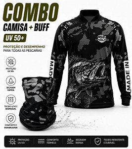 Kit Camisa + Buff/Bandana UV (Traíra All Black)