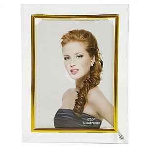 PORTA RETRATO VIDRO 10X15 DOURADO VERTICAL