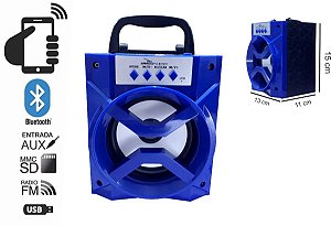 Caixa De Som Bluetooth Portátil Rádio Fm Micro Sd - Azul