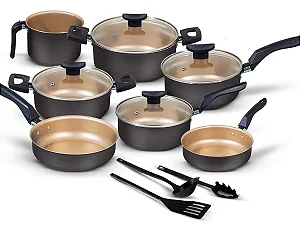 Conjunto Panelas Antiaderente 10 Peças Teflon Várias Cores