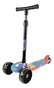 Patinete Infantil 3 Rodas Dobrável Com Led Conect Brinq BV0011 Brinquedo para Crianças Estável, Seguro E Divertido Colorido