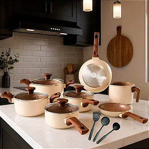 Jogo De Panelas Cerâmico Antiaderente Indução 10 Peças