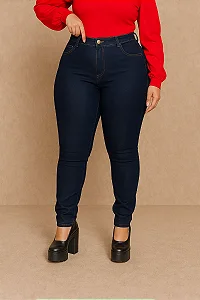 Calça Jeans Plus Size Cintura Alta Elastano Lycra Modeladora
