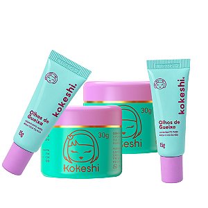 Super Kit Renovadores Faciais Kokeshi Hidratação Renovação 2 Cremes e Olhos de Gueixa