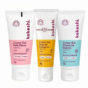 Kit Linha Ozônio Kokeshi com 3 unidades Cremes Faciais Óleo de Girassol