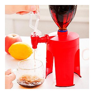 Dispenser Suporte c/ Torneira para Garrafa Pet (Refrigerante Agua) - Vermelho