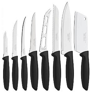 Jogo de Facas Tramontina Aço Inox 8 Peças Preto PLENUS