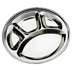 Petisqueira Redonda Aço Inox Com 4 Divisórias 30 cm