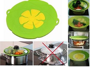 Tampa Silicone Panela Universal Anti Derramamento /Respingos  E Para Cozimento - Verde