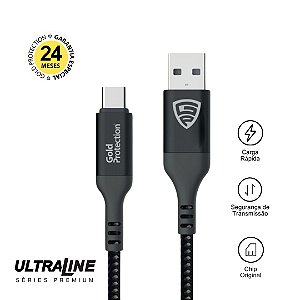 Cabo Ultraline - Fio trançado + Metal - USB - A / TIPO C - GOLD PROTECTION