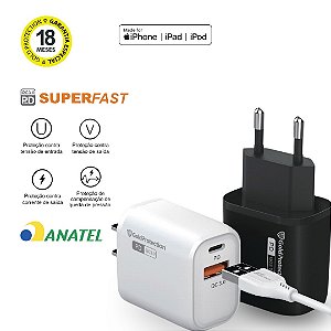 Carregador 2EM1 QC3 & PD20W Super Fast - GOLD PROTECTION