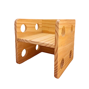Cadeira Cubo Montessori Infantil 3 em 1 Madeira Maciça Premium Multiuso