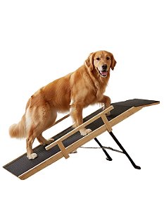 Rampa Pet Madeira Dobrável Antiderrapante Ajustável Até 80cm