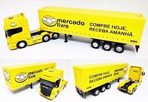 Scania R730 + Carreta Baú Mercado Livre - Escala 1/64 25 CM