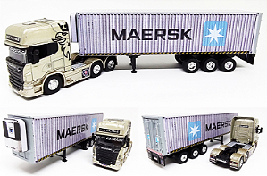 SCANIA HIGHLINE + CONTÊINER MAERSK  - ESCALA 1/64 (25 CM)