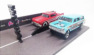 KIT DIORAMA PISTA DE ARRANCADA + 2 HOTWHEELS ESCALA 1/64 10