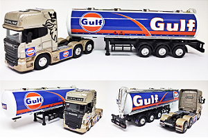 SCANIA R730 GULF - ESCALA 1/64 + CARRETA ESCALA 1/64 = 26 CM