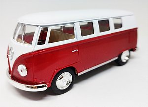 Volkswagen Kombi 1962 Vermelha/Branca - Escala 1/32 - 13 CM