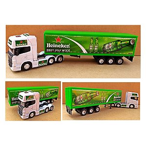 SCANIA R730 HEINEKEN - ESCALA 1/64 + CARRETA (ESCALA 1/64) - 26 CM