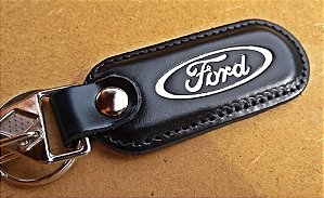 Chaveiro em Couro Preto Ford