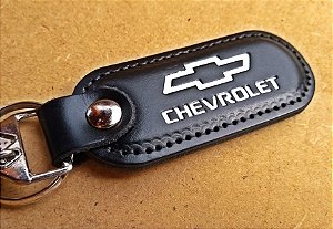 Chaveiro em Couro Preto Chevrolet