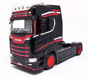 Caminhão Cavalo Scania Preto Highline S730 1:43 Burago