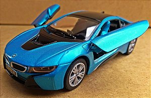 BMW I8 Azul - Escala 1/36 - 12 CM