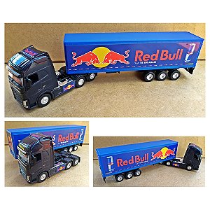 VOLVO FH500 RED BULL - ESCALA 1/64 + CARRETA (ESCALA 1/68) = 25 CM