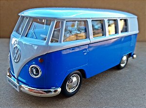 Volkswagen Kombi 1962 Azul Escuro/Branca - Escala 1/32 - 13 CM