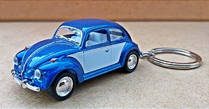 Volkswagen Fusca Azul Escuro/Branco - Chaveiro - Escala 1/64 - 06 CM