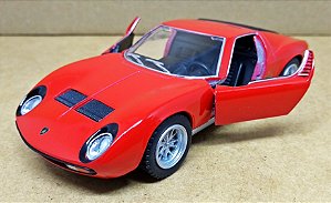 Lamborghini Miura P400 SV 1971 Vermelho - Escala 1/38 12 CM