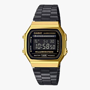 Relogio Casio Metal Iluminator Preto/ Dourado