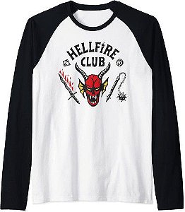 Camiseta Hellfire Club Stranger Things Raglan Manga Longa